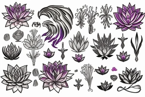 Phoenix with a water lotus flower tattoo idea