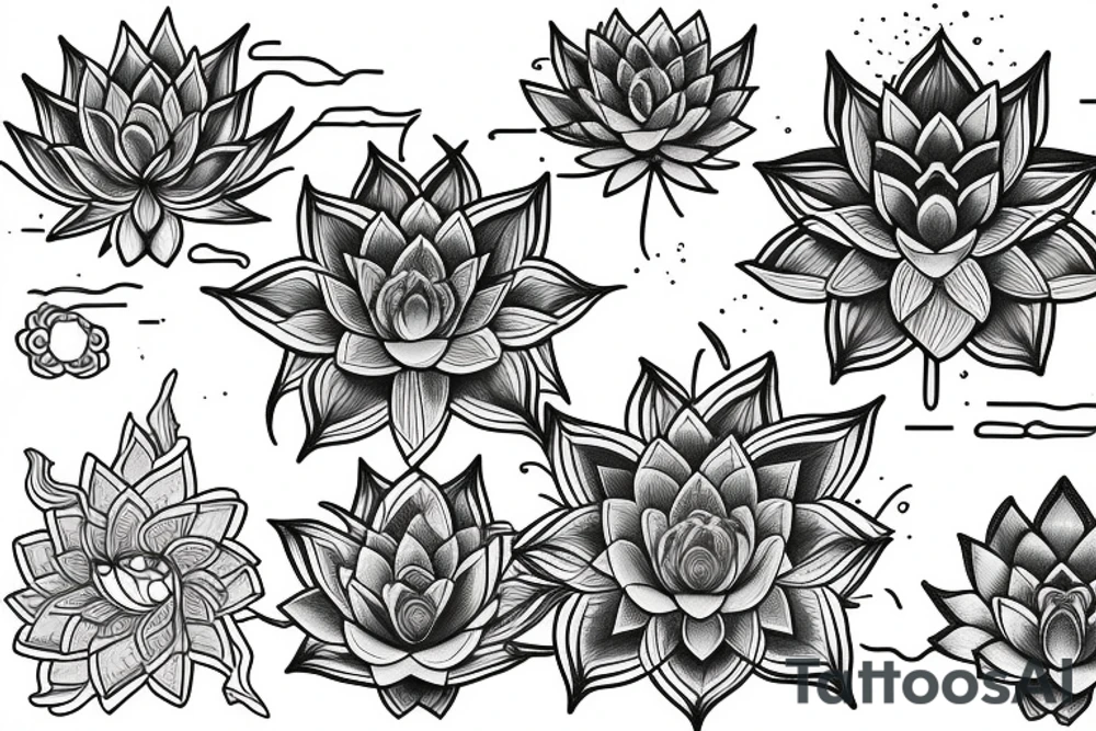 Phoenix with a water lotus flower tattoo idea