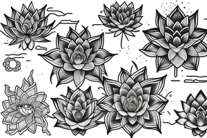 Phoenix with a water lotus flower tattoo idea