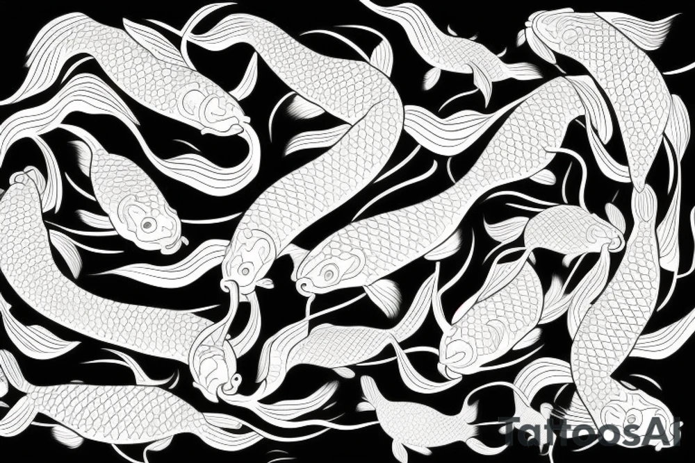 Conceptual art with koi fish, freedom tattoo idea