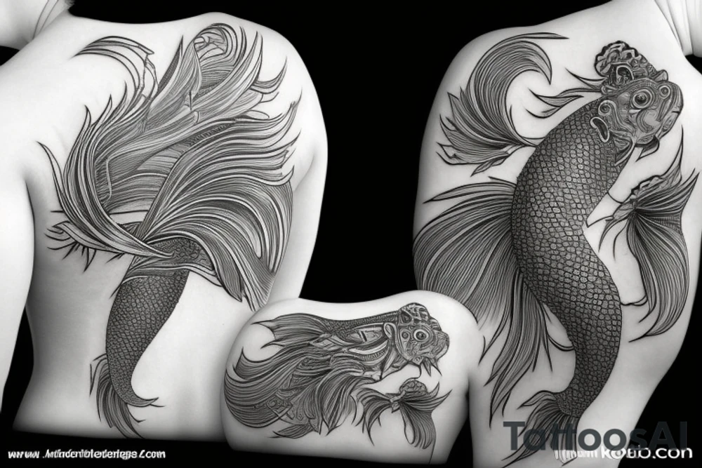 Conceptual art with koi fish, freedom tattoo idea
