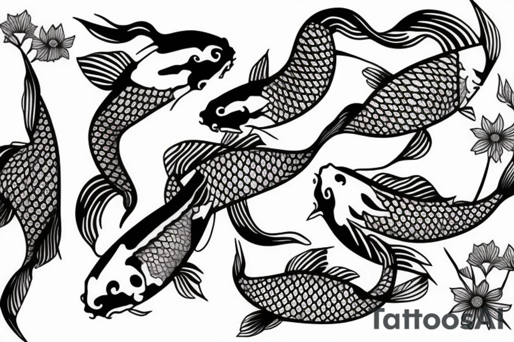 Conceptual art with koi fish tattoo idea