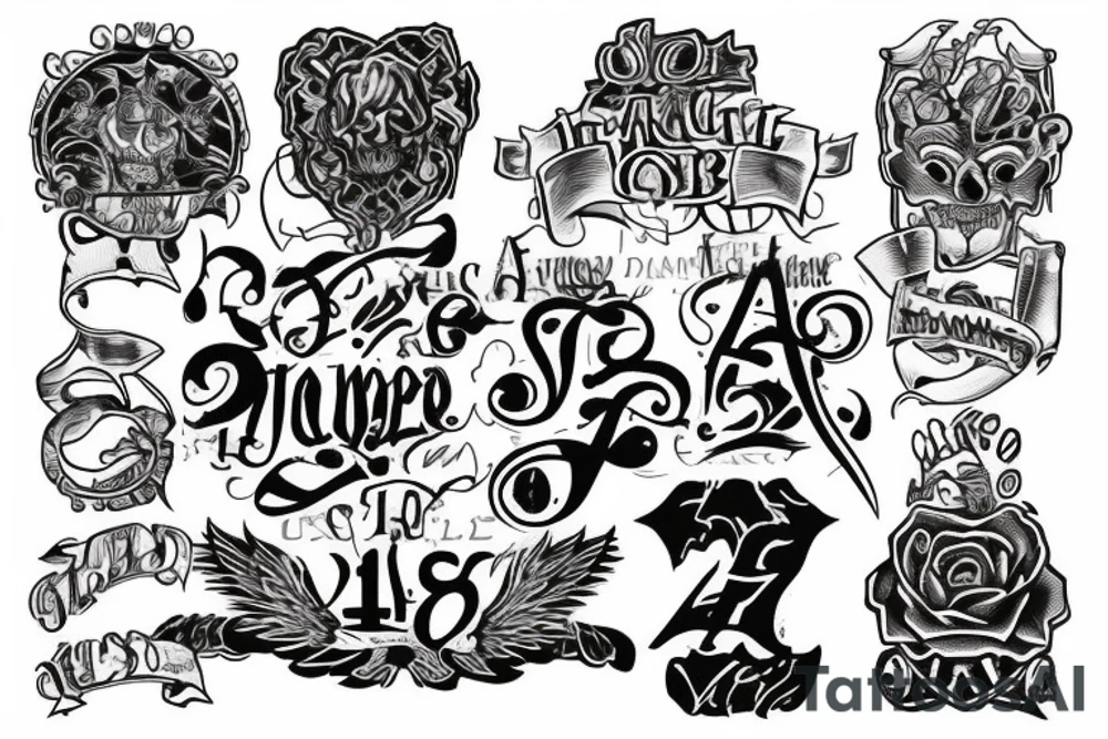 a "4188" tattoo in an old english font on the left quad (above knee) tattoo idea