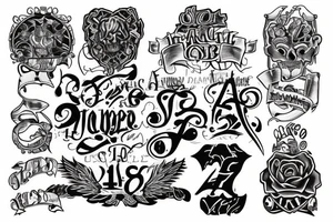 a "4188" tattoo in an old english font on the left quad (above knee) tattoo idea