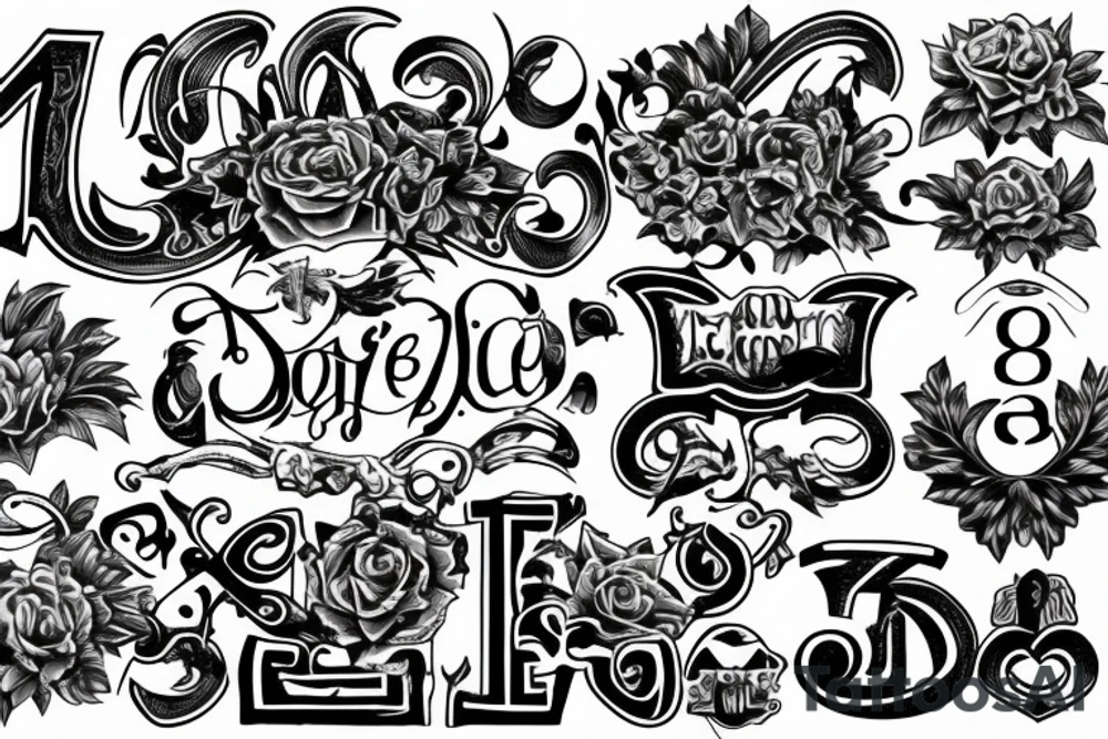 a "4188" tattoo in an old english font tattoo idea