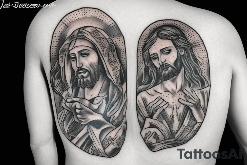 Jesus being baptozed by john the baptist tattoo idea