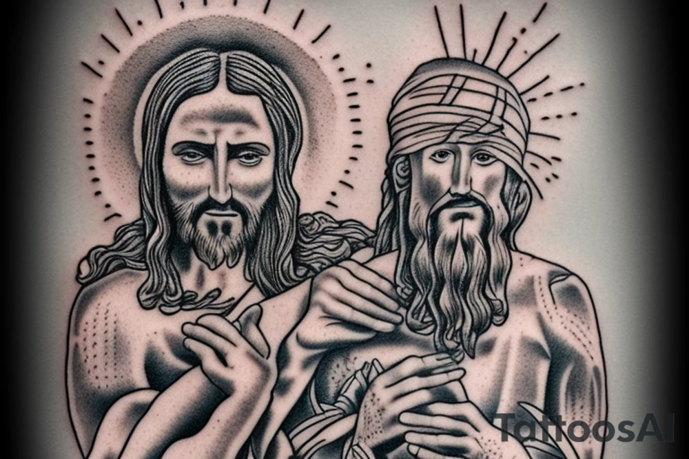 Jesus being baptozed by john the baptist tattoo idea