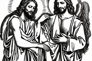 Jesus talking to his disciples realism Renaissance style tattoo idea