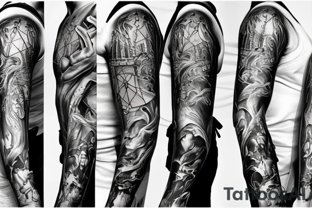 A BIBLICAL SERAPHIN FULL SLEEVE ARM tattoo idea