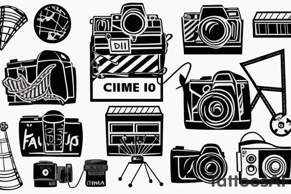 cinema camera with a map on it tattoo idea