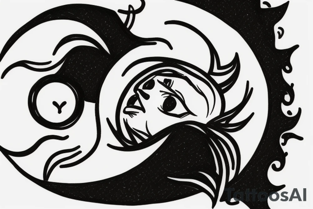 A boy with his head in the clouds looking at new moon tattoo idea