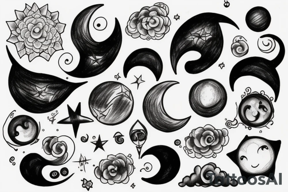 clouds looking at new moon tattoo idea