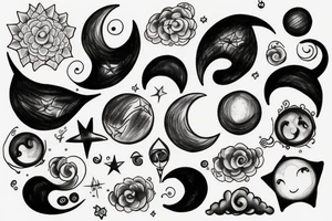 clouds looking at new moon tattoo idea