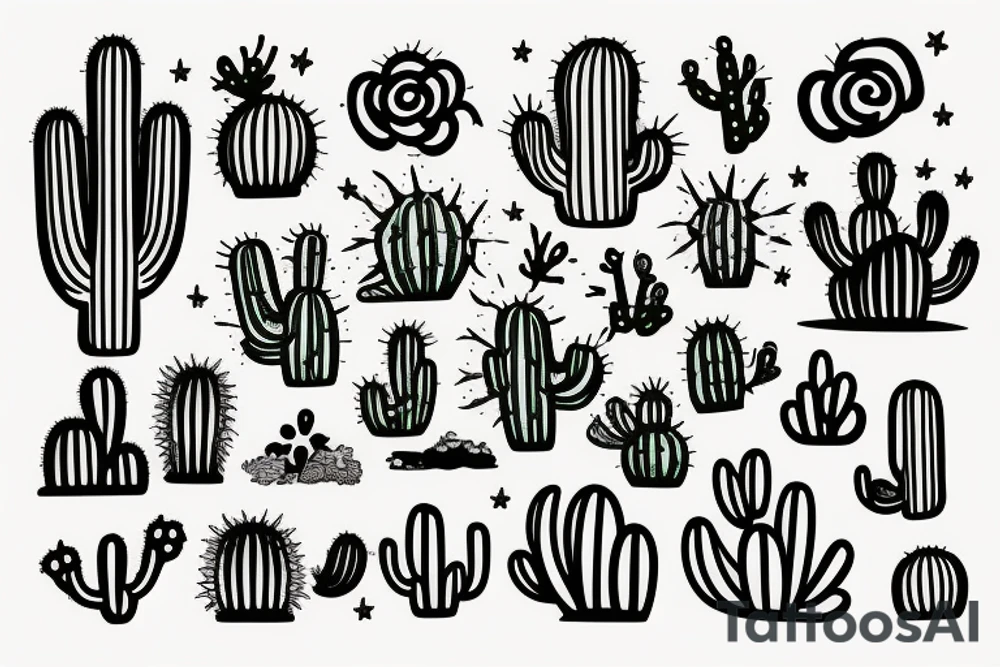 Cactus by the beach tattoo idea