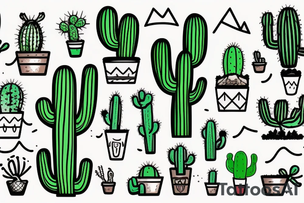 Cactus by the beach tattoo idea