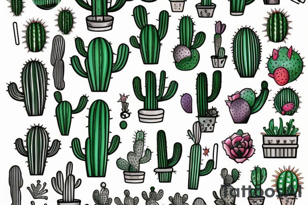 Cactus by the ocean tattoo idea