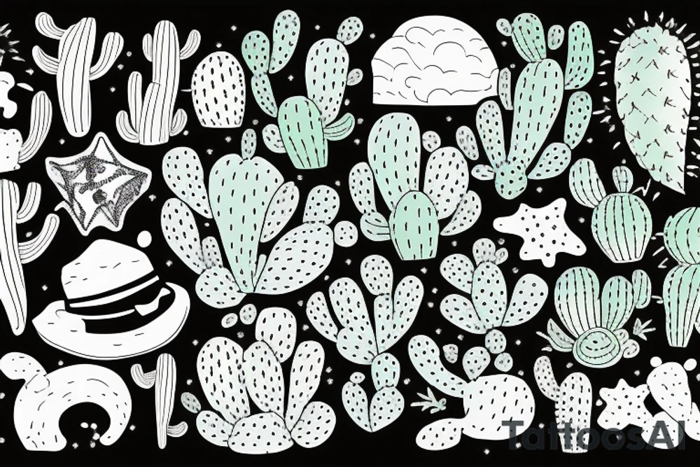 Cactus by the ocean tattoo idea