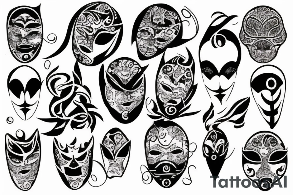 Vintage mask tattoo idea