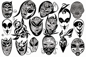 Vintage mask tattoo idea