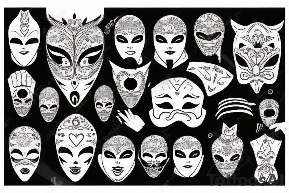 Vintage mask tattoo idea
