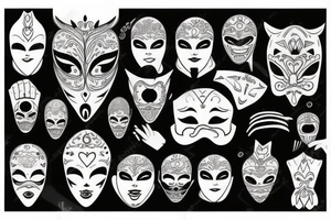Vintage mask tattoo idea