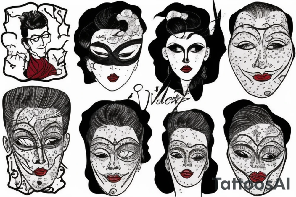 Vintage mask tattoo idea