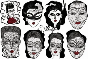 Vintage mask tattoo idea