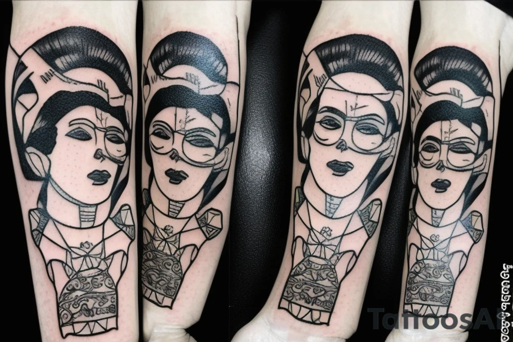 Vintage mask tattoo idea