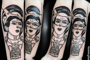 Vintage mask tattoo idea