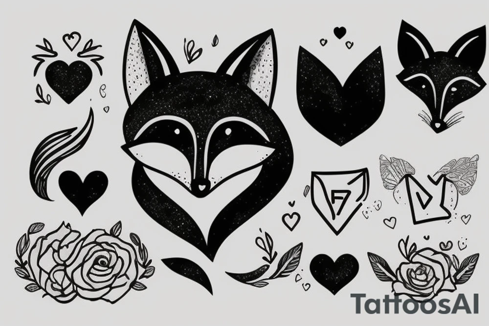 Fox holding a heart tattoo idea