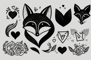 Fox holding a heart tattoo idea
