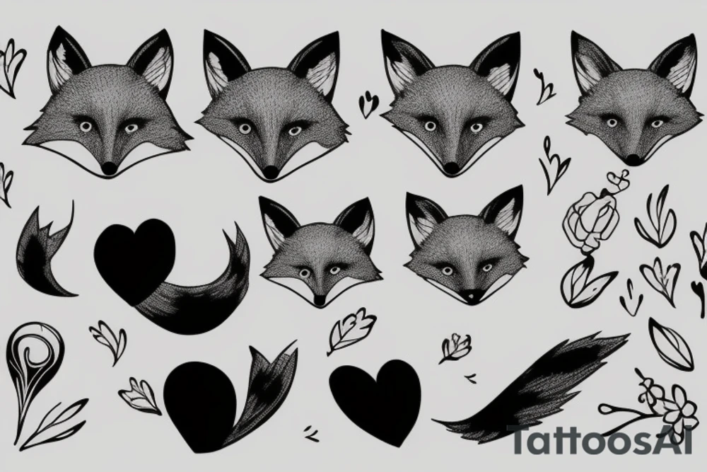Fox holding a heart tattoo idea