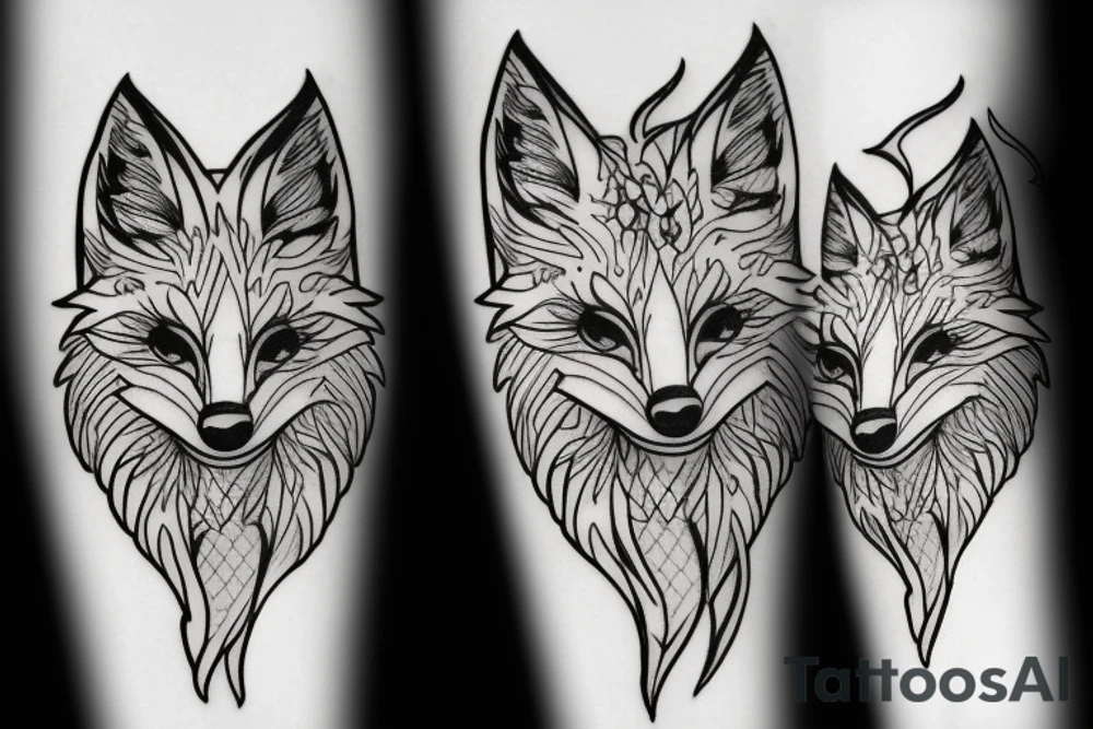 Fox hug person tattoo idea