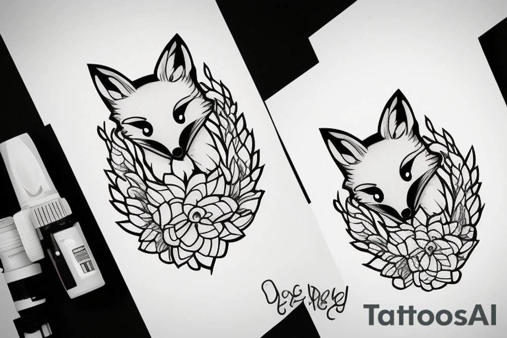 Fox hug person tattoo idea