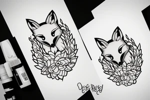 Fox hug person tattoo idea
