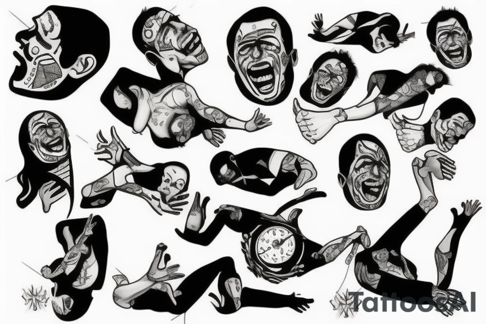 upside down man falling tattoo idea