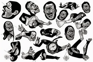 upside down man falling tattoo idea