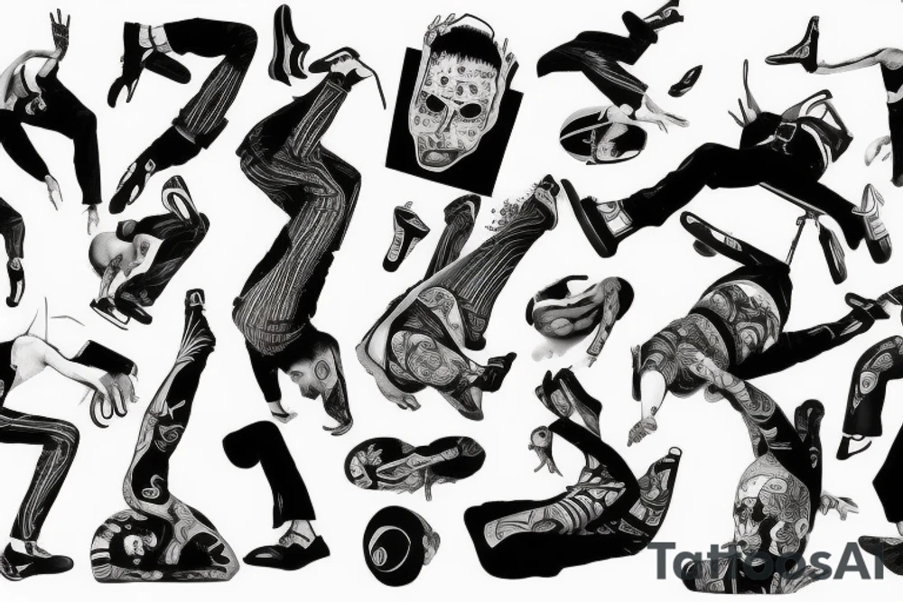 upside down man falling tattoo idea