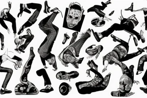 upside down man falling tattoo idea