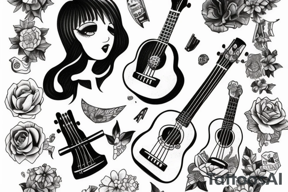 girl with an ukulele tattoo idea