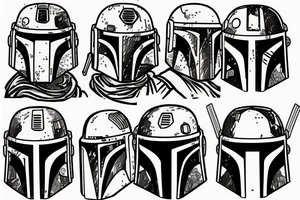 Boba fett with a pug's head and holding his helmet tattoo idea
