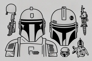 Boba Fett holding his helmet and his head is a pug tattoo idea