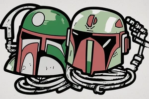 Boba Fett holding his helmet and his head is a pug tattoo idea