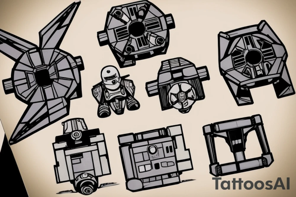a tie fighter and x-wing dog fighting tattoo idea