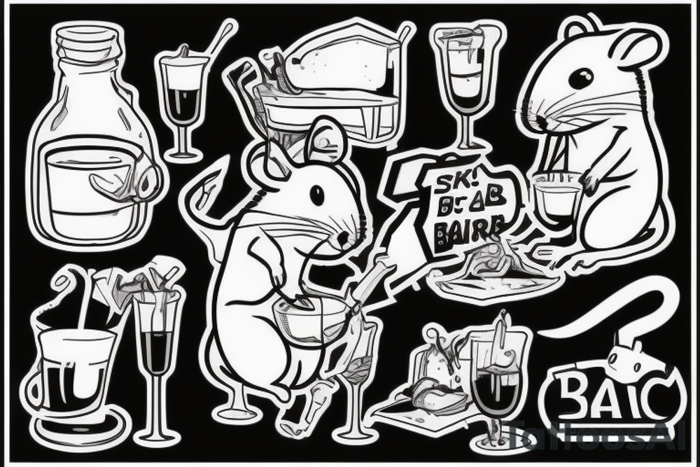 A rat drinking in a bar tattoo idea
