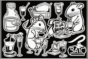 A rat drinking in a bar tattoo idea