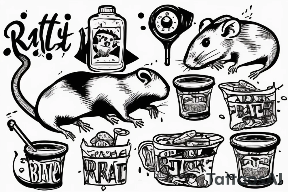 A rat drinking in a bar tattoo idea