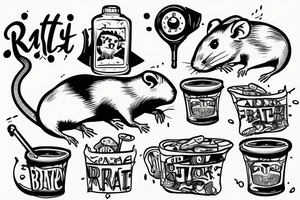 A rat drinking in a bar tattoo idea
