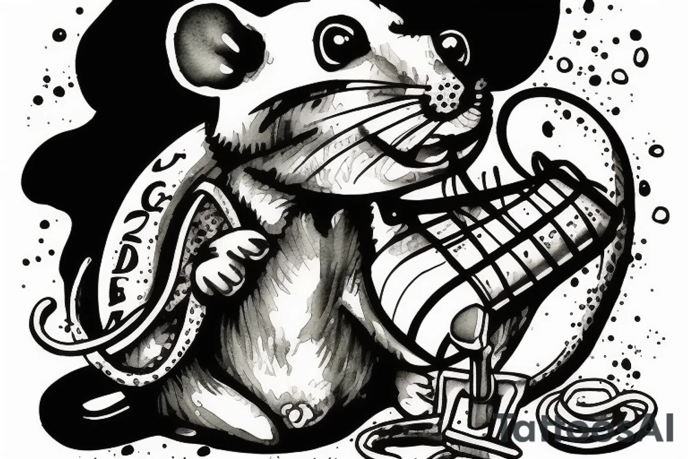 A rat drinking in a bar tattoo idea