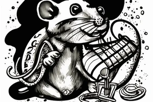 A rat drinking in a bar tattoo idea